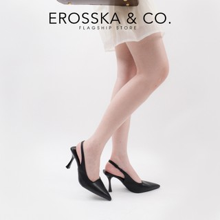 Erosska - Giày cao gót dáng Slingback mũi nhọn màu trắng cao 8cm - EH041