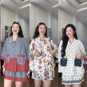 40-65kg Bộ Pijama đùi cổ sen thiết kế chất Mango