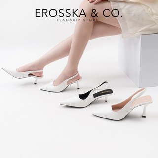 [Erosska] - Giày cao gót dáng Slingback mũi nhọn thời trang màu kem cao 8cm - EH041
