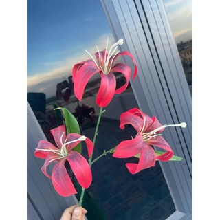🌸 HOA LAN PHÚC THỊNH – OFFICIAL STORE Cành Hoa Ly Giả 3 Bông – Sang Trọng, Tươi Tắn Như Hoa Thật
