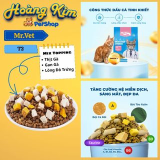 MRVET / Mr Vet (Combo 2gói x 1kg )Thức Ăn Cho Mèo Hạt Topping Cao Cấp T1, T2, T3, T4, G1 - Hoàng Kim