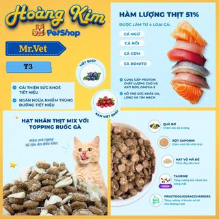 MRVET / Mr Vet (Combo 2gói x 1kg )Thức Ăn Cho Mèo Hạt Topping Cao Cấp T1, T2, T3, T4, G1 - Hoàng Kim
