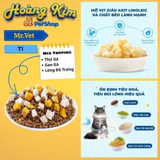 MRVET / Mr Vet (Combo 2gói x 1kg )Thức Ăn Cho Mèo Hạt Topping Cao Cấp T1, T2, T3, T4, G1 - Hoàng Kim