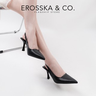 [Erosska] - Giày cao gót dáng Slingback mũi nhọn thời trang màu kem cao 8cm - EH041
