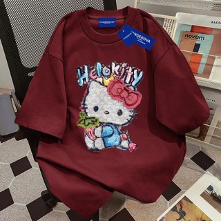 Áo thun nữ nam form rộng chất liệu cotton khô in hình mèo dễ thương