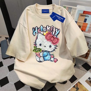 Áo thun nữ nam form rộng chất liệu cotton khô in hình mèo dễ thương