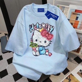 Áo thun nữ nam form rộng chất liệu cotton khô in hình mèo dễ thương