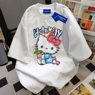Áo thun nữ nam form rộng chất liệu cotton khô in hình mèo dễ thương