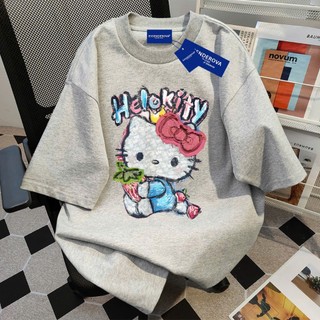 Áo thun nữ nam form rộng chất liệu cotton khô in hình mèo dễ thương