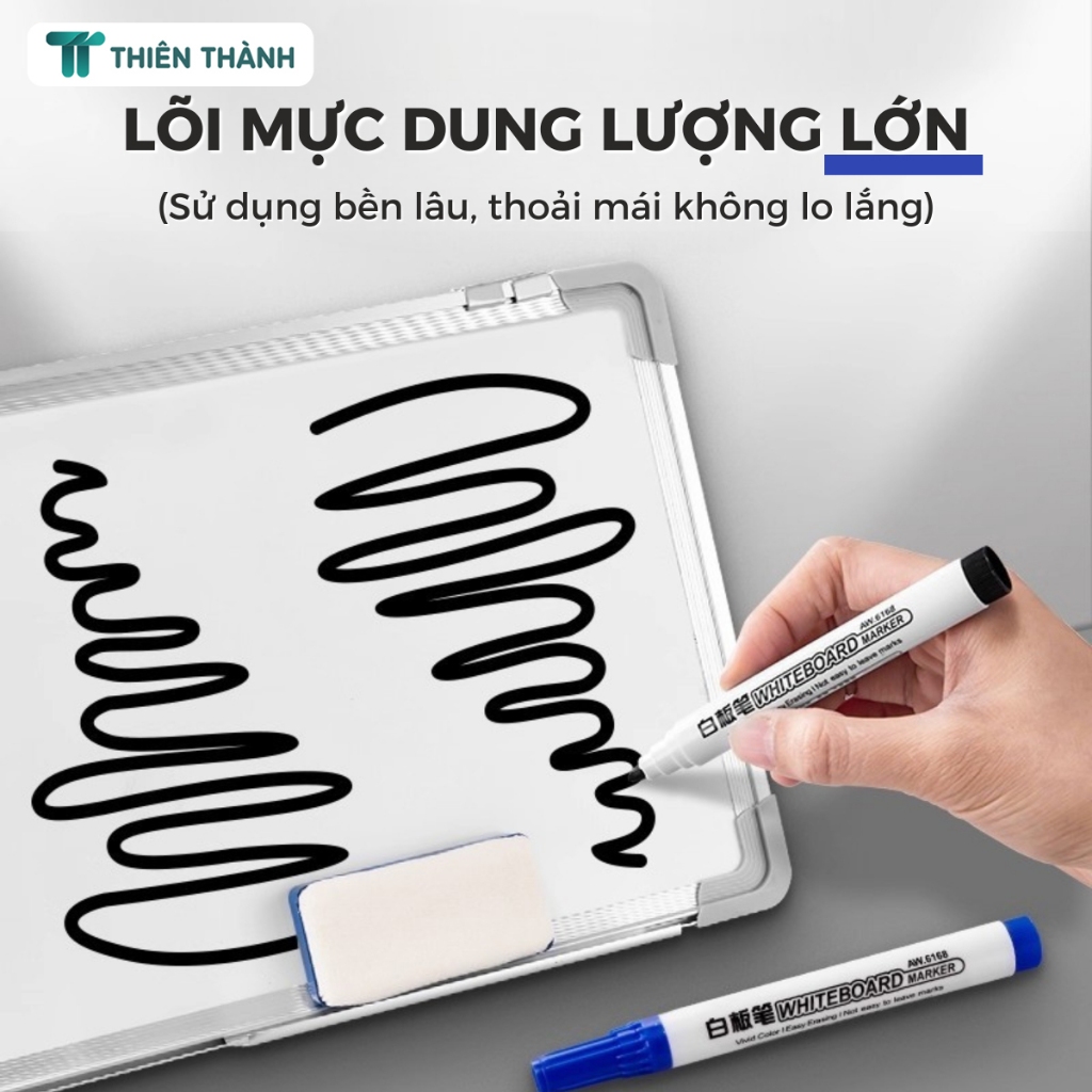 Bút Lông Viết Bảng Trắng Xóa Được - Whiteboard Marker Mực Nhanh Khô, Nét Mịn, Dễ Dàng Tẩy Sạch