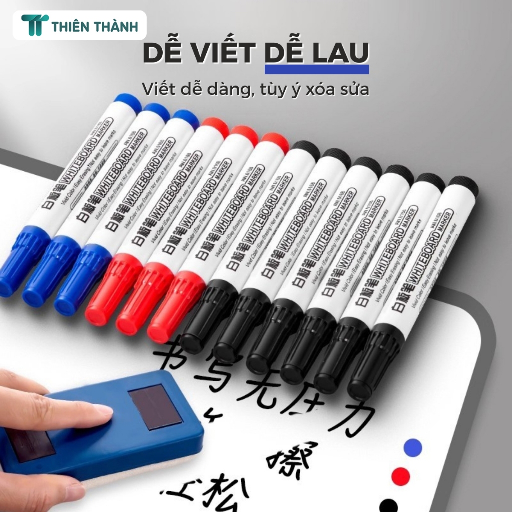 Bút Lông Viết Bảng Trắng Xóa Được - Whiteboard Marker Mực Nhanh Khô, Nét Mịn, Dễ Dàng Tẩy Sạch