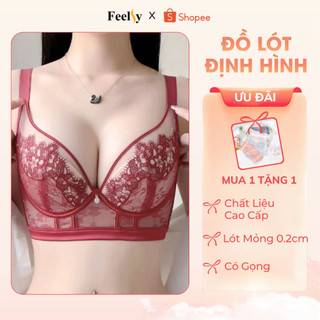 Áo ngực, đồ lót nữ định hình FEELSY bra có gọng nâng đẩy bản to gọn mỡ lưng nách Rose22