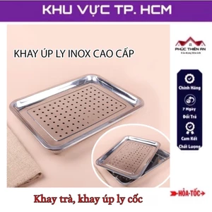 Khay trà, khay úp ly cốc 2 lớp, có ngăn ráo nước, chất liệu inox siêu bền