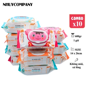 Combo mua 10 tặng 2 khăn ướt gấu Ny Baby Wipes gói to (Màu ngẫu nhiên) không paraben | Như Ý Company