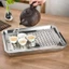 Khay trà, khay úp ly cốc 2 lớp, có ngăn ráo nước, chất liệu inox siêu bền