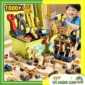 Đồ Chơi Lắp Ráp DIY 135 144 Chi Tiết Kèm Máy Bắt Vít Bộ Dụng Cụ Kỹ Thuật Cơ Khí Cờ Lê, Búa, Ốc Vít - BỐ KHỦNG LONG