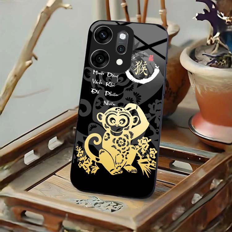Ốp Lưng Cho OPPO RENO 14, RENO 14F, RENO 14 PRO Mặt Lưng Kính Cường Lực 12 Con Giáp Thư Pháp