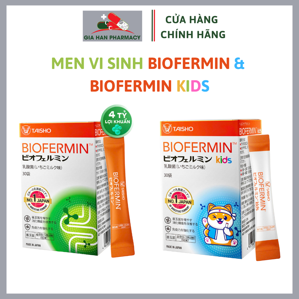Gói uống Biofermin & Biofermin Kids Nhật Bản giúp tăng cường tiêu hóa ...