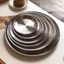 Đĩa inox tròn màu bạc đựng đồ ăn, trái cây - tiện dụng, siêu bền