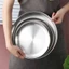Đĩa inox tròn màu bạc đựng đồ ăn, trái cây - tiện dụng, siêu bền