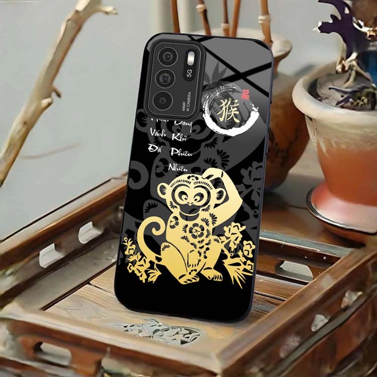 Ốp Lưng Cho OPPO RENO 6 5G, RENO 6Z 5G, RENO 6 PRO 5G Mặt Lưng Kính Cường Lực 12 Con Giáp Thư Pháp
