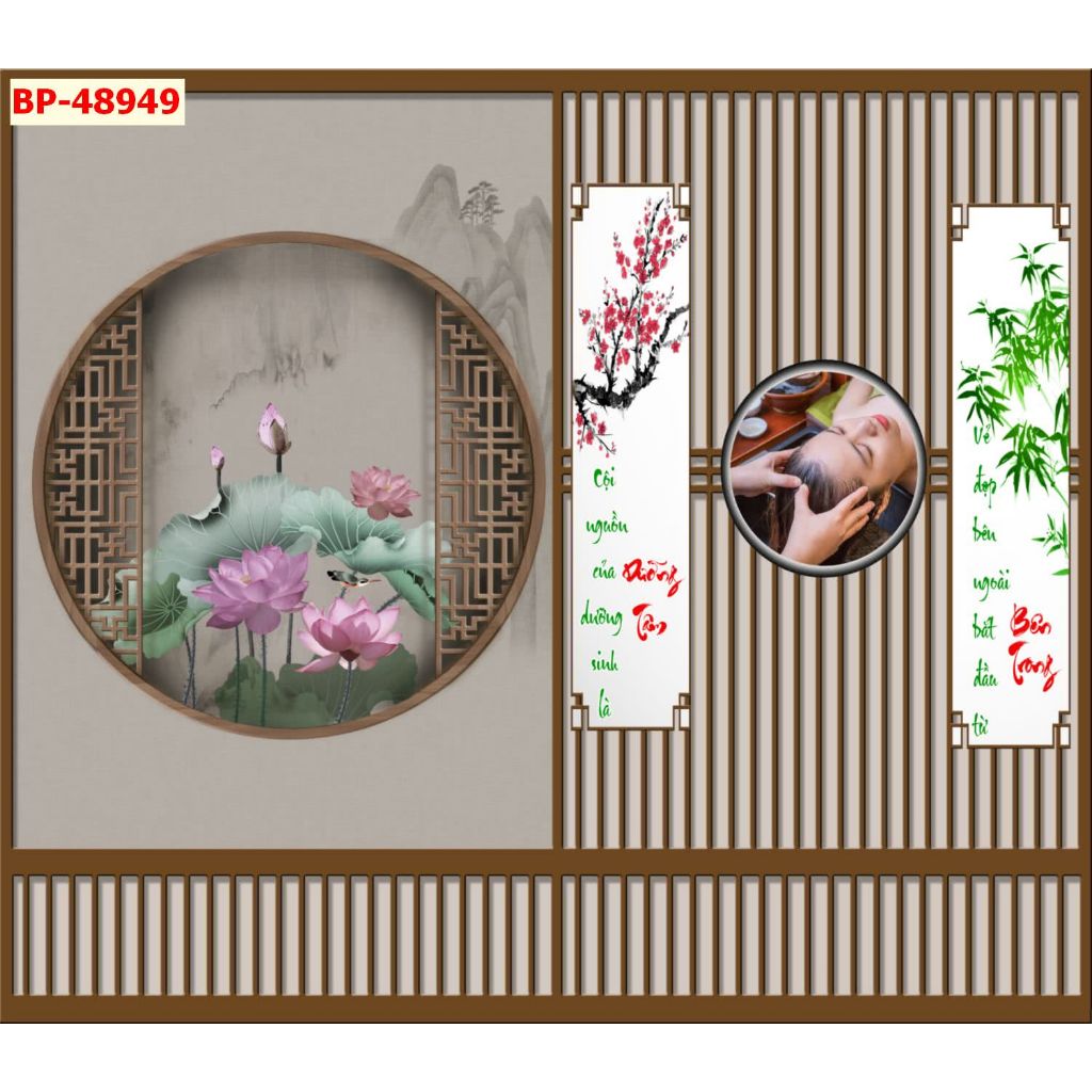 Tranh dán tường SPA DƯỠNG SINH tranh 3D vải lụa nhiều kích thước lựa chọn....