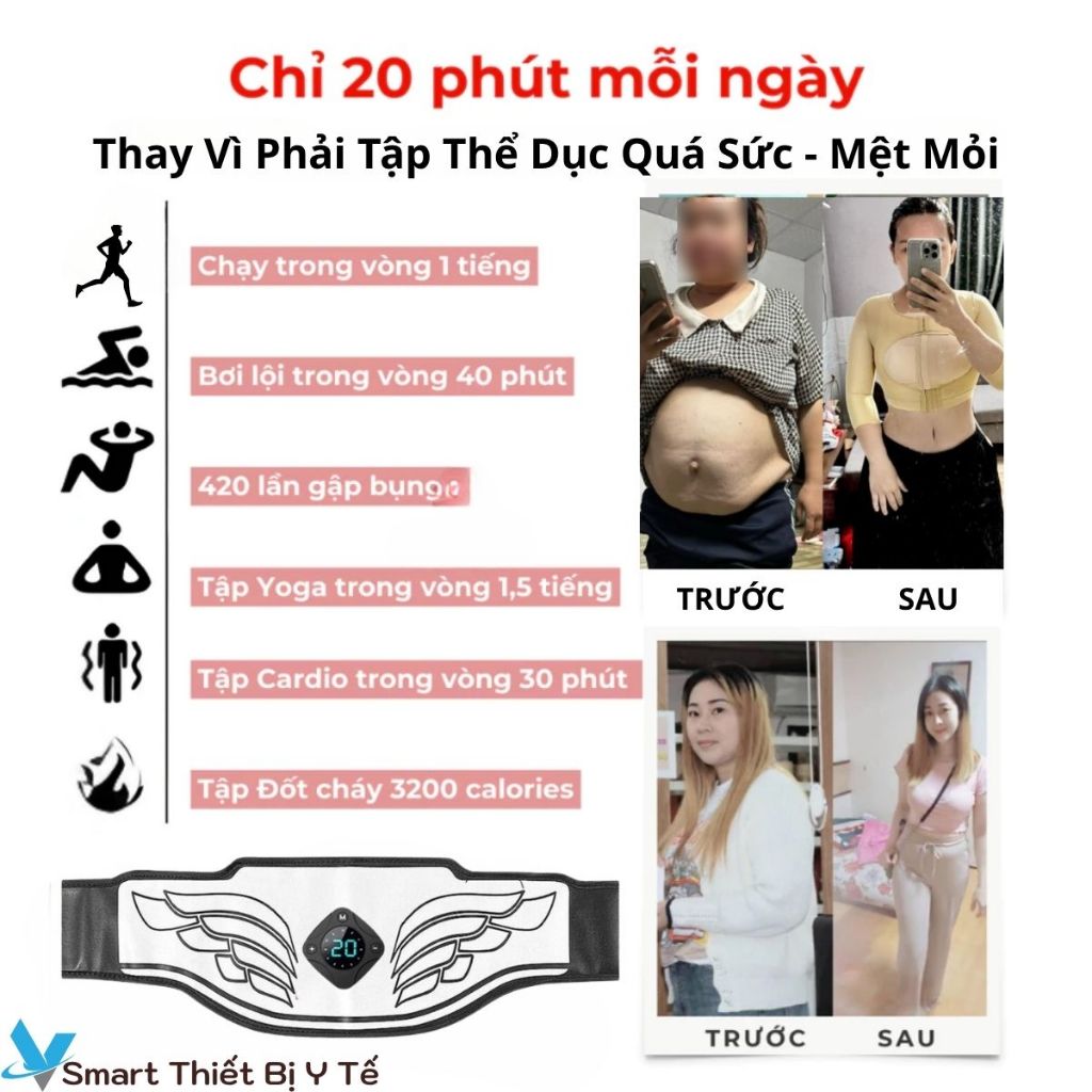 Đai Massage Giảm Mỡ Bụng Nhanh Chóng, Đai Nịt Bụng Massage Rung Lắc Đánh Tan Mỡ Tại Nhà