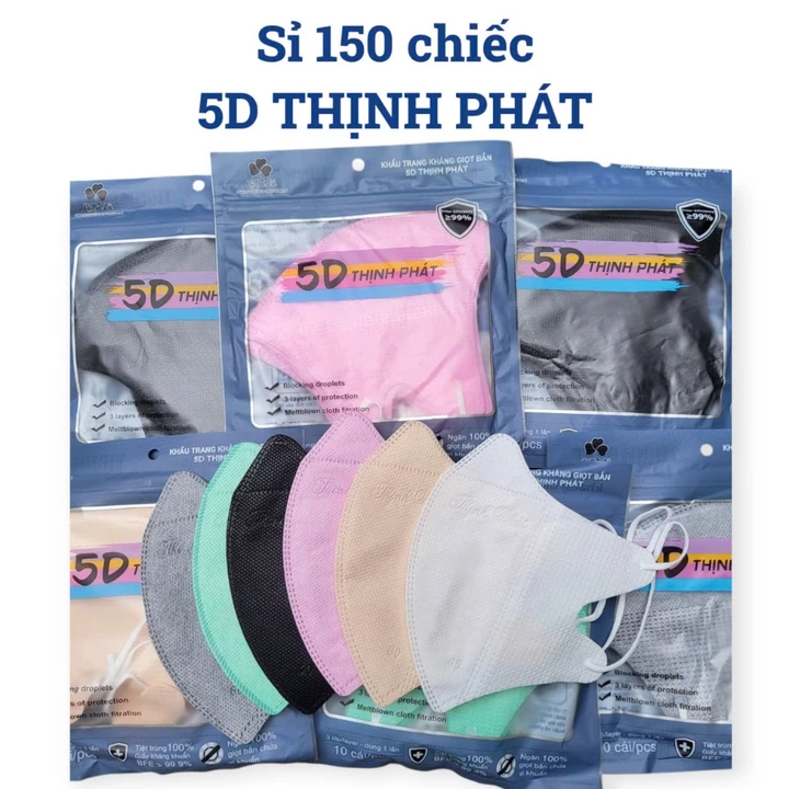 Free Ship - Thùng 150 chiếc khẩu trang 5D THINH PHÁT hàng cao cấp, lọc bụi chống nắng