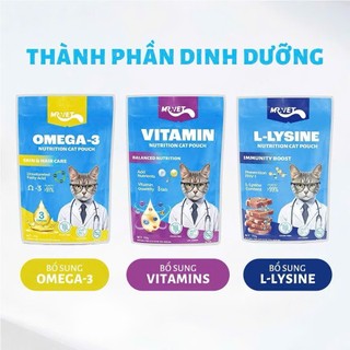 Thức ăn Pate cho mèo Mr.Vet dạng túi 70g Bổ sung Omega-3, L-lysine và Vitamin cho mèo Mọi Lứa Tuổi