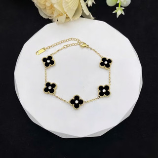 set trang sức cỏ 4 lá đính đá hoa viền vàng xinh nhẹ nhàng