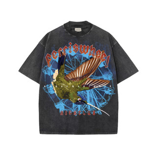 Áo thun FERRISWHEELS WASH TEE HIGHCLUB cổ tròn form oversize màu ĐEN/NÂU - Unisex
