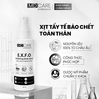 (TEM CÔNG TY) Xịt Tẩy Tế Bào Chết Toàn Thân AHAs & BHA MD CARE Exfoliating Body Spray 100ml