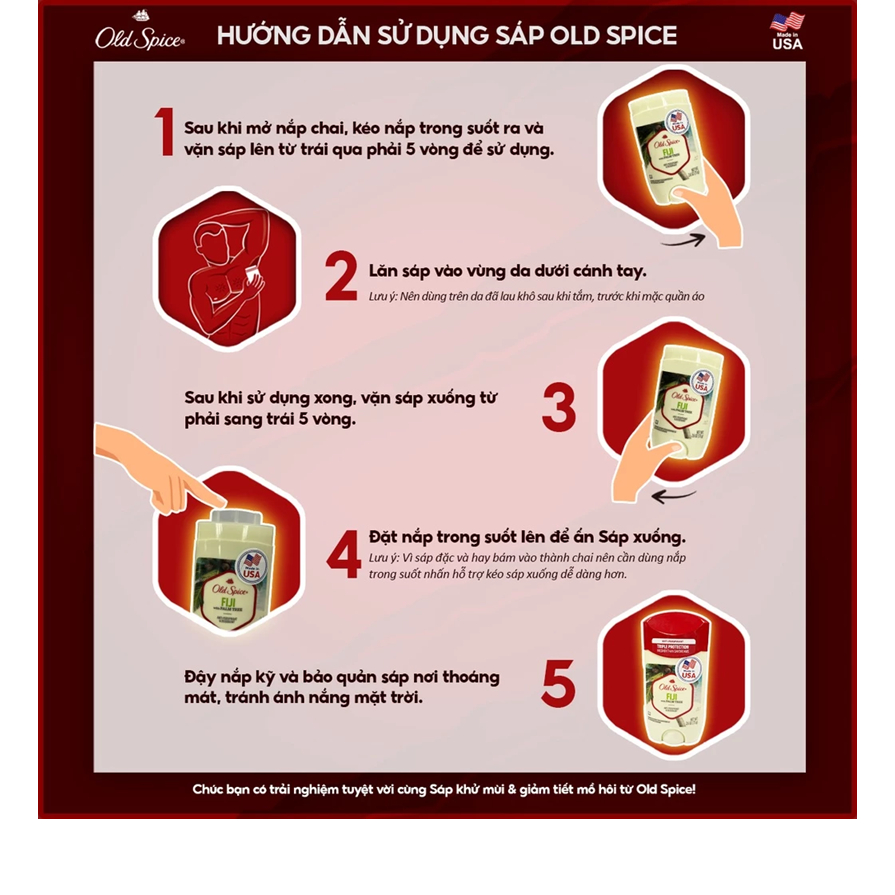 Lăn Sáp Khử Mùi, Giảm Tiết Mồ Hôi Old Spice Timber 73g (Sáp trắng)