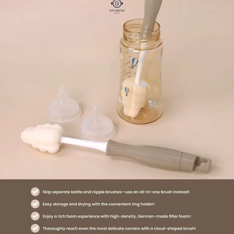 Cọ bình sữa bọt biển Grosmimi All in one set 4 cọ hoặc tách lẻ |tibongstore.