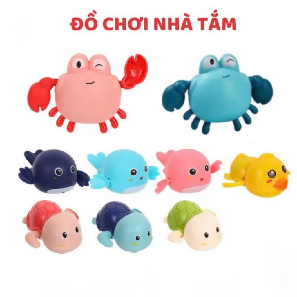 Đồ Chơi Nhà Tắm - Vịt, Cá Heo, Cua, Rùa Vặn Cót Thả Trong Nước Giúp Bé Thích Thú Hơn Khi Tắm
