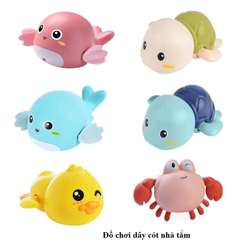 Đồ Chơi Nhà Tắm - Vịt, Cá Heo, Cua, Rùa Vặn Cót Thả Trong Nước Giúp Bé Thích Thú Hơn Khi Tắm