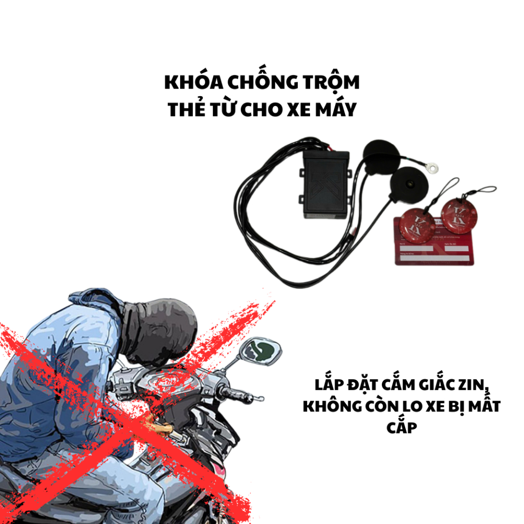 Khóa Chống Trộm Xe Máy, Ổ Khoá Xe Máy Thẻ Từ Thông Minh, Khóa Xe Máy Chống Trộm, Khóa Thẻ Từ Xe Máy. Dùng cho khóa cơ