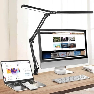 Đèn học led kẹp bàn 3 màu siêu sáng chống cận mẫu nâng cấp xoay 360 độ Setup bàn làm việc chuyên nghiệp tiết kiệm điện