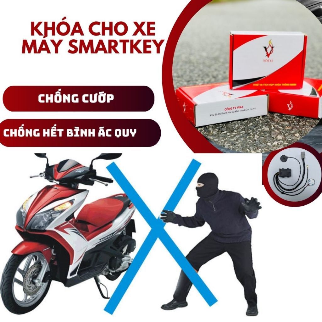 KHÓA CHỐNG CƯỚP, CHỐNG HẾT BÌNH, CHỐNG TRỘM tích hơp Smartkey Cho Các Dòng Xe Máy Honda, khóa chống trộm, Khóa xe máy