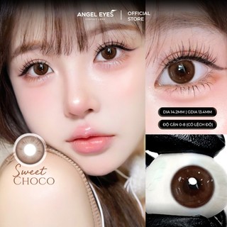Lens nâu tự nhiên 0-8 độ Sweet Choco thương hiệu Angel Eyes, kính áp tròng nâu giãn nhẹ cho mắt thở trên 12h ngày