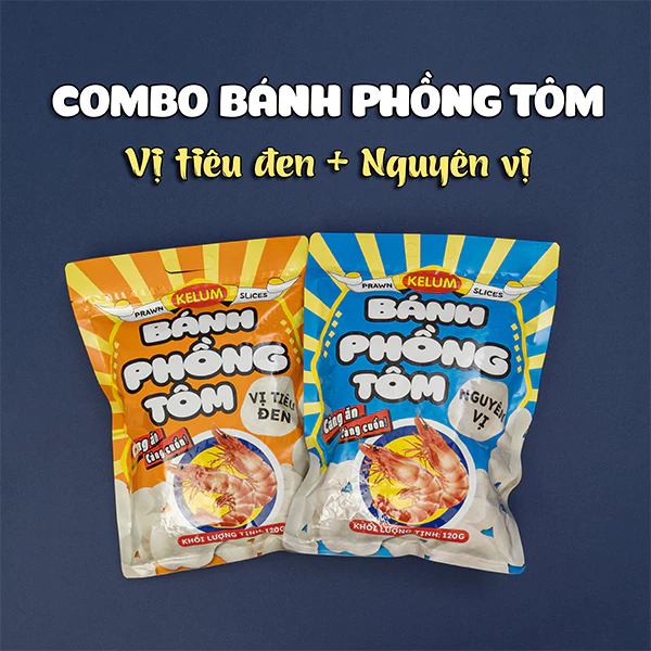 Combo Bánh Snack Ăn Vặt Phồng Tôm Kelum 120g, Bánh Bắp Bang Bang 180g