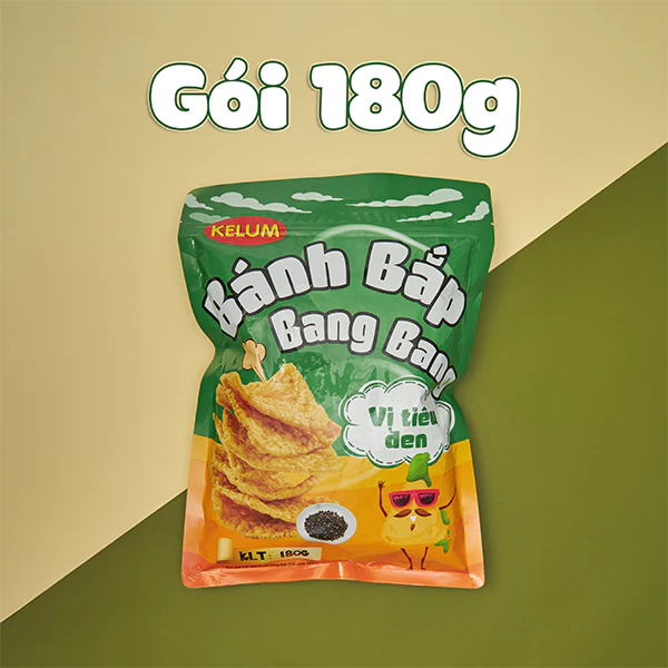 Combo Bánh Snack Ăn Vặt Phồng Tôm Kelum 120g, Bánh Bắp Bang Bang 180g