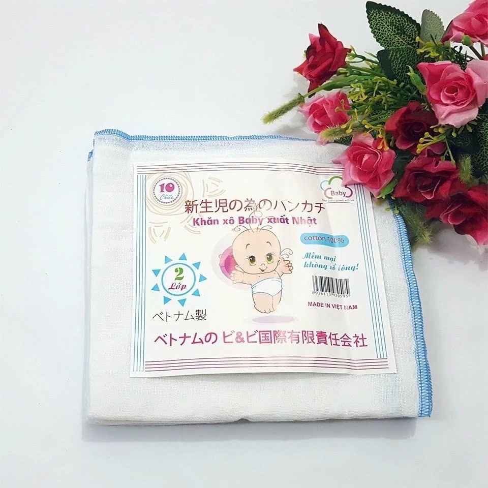 Combo 10 Khăn Sữa Xô Xuất Nhật 2-3-4 Lớp Dành Cho Bé Sơ Sinh, Thấm Hút Tốt, Không Huỳnh Quang, Cotton