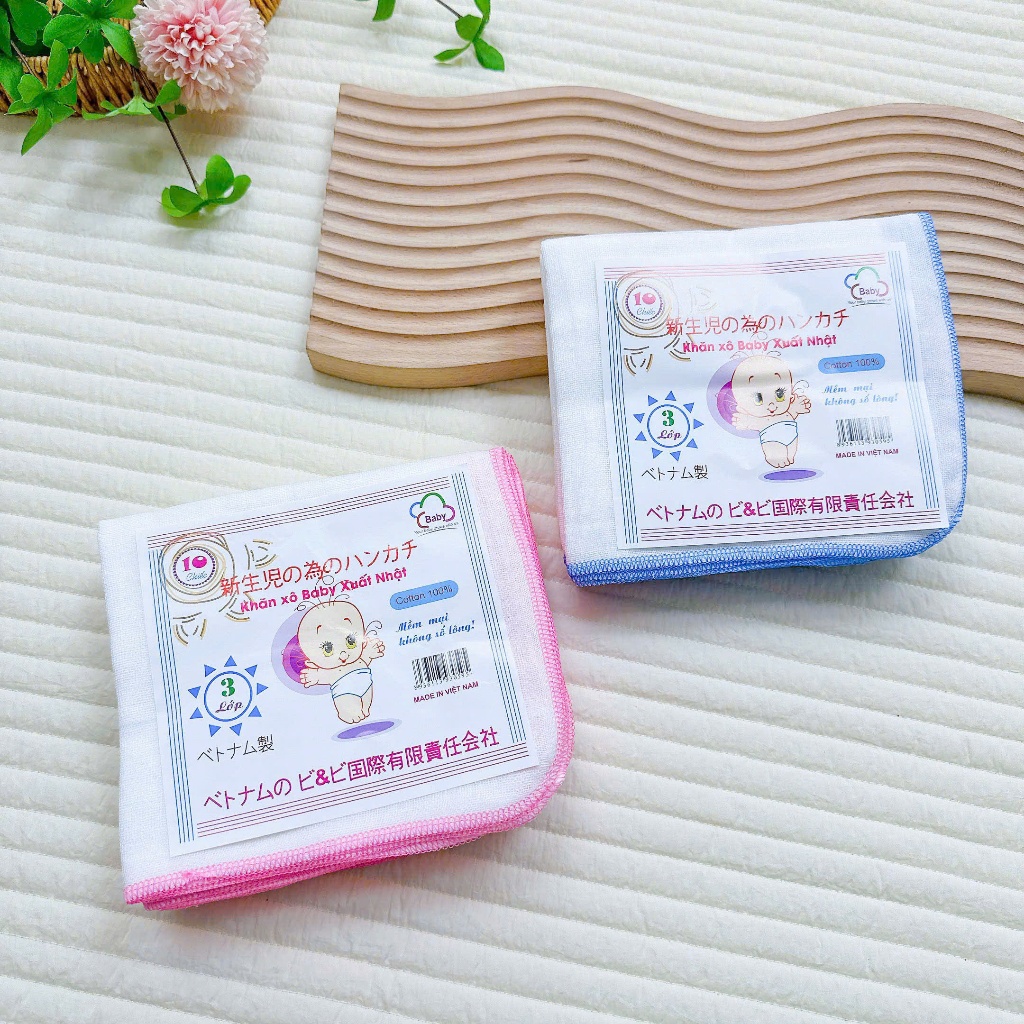 Combo 10 Khăn Sữa Xô Xuất Nhật 2-3-4 Lớp Dành Cho Bé Sơ Sinh, Thấm Hút Tốt, Không Huỳnh Quang, Cotton