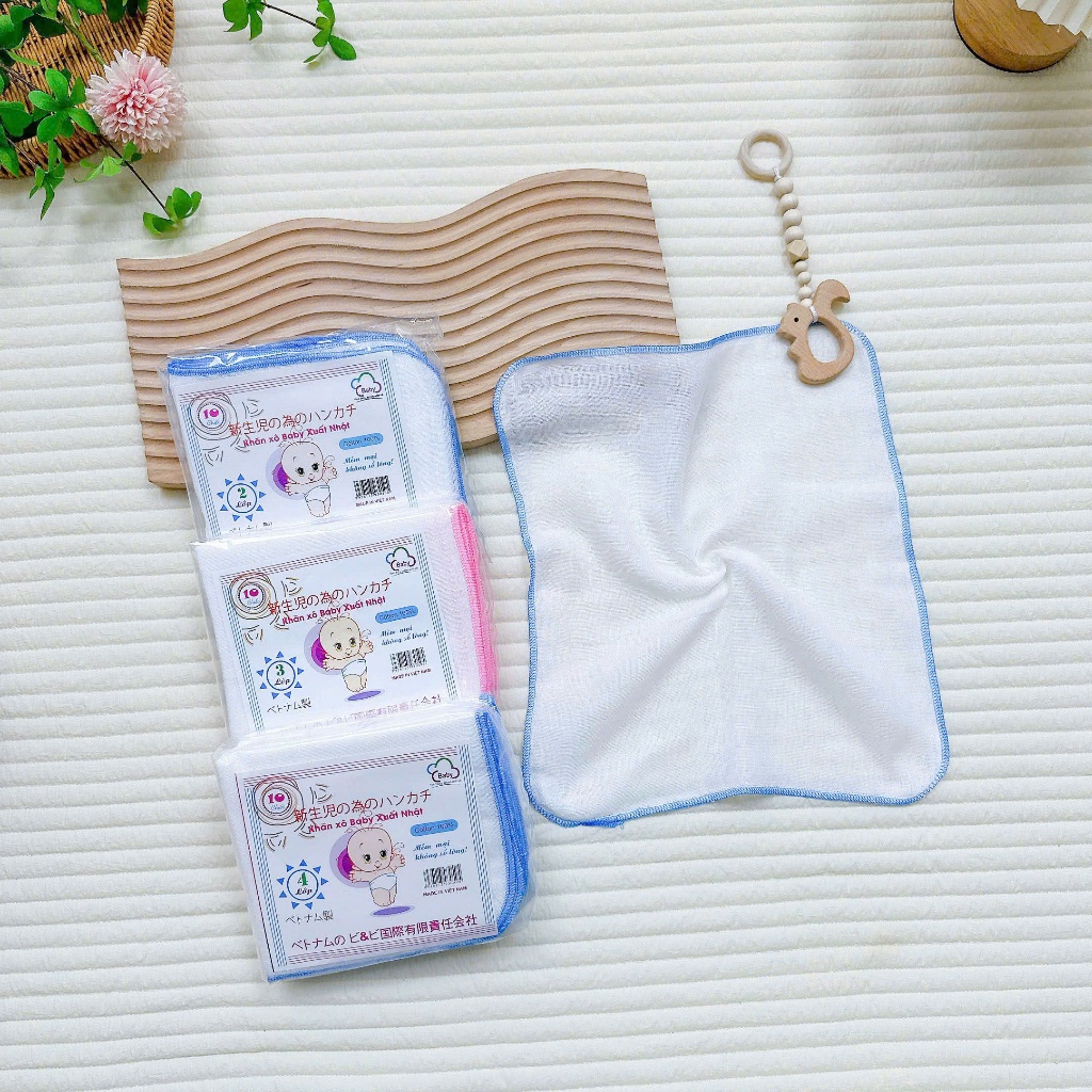 Combo 10 Khăn Sữa Xô Xuất Nhật 2-3-4 Lớp Dành Cho Bé Sơ Sinh, Thấm Hút Tốt, Không Huỳnh Quang, Cotton