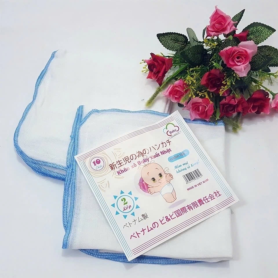 Combo 10 Khăn Sữa Xô Xuất Nhật 2-3-4 Lớp Dành Cho Bé Sơ Sinh, Thấm Hút Tốt, Không Huỳnh Quang, Cotton