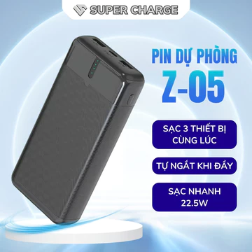 Sạc Dự Phòng 10000 20000mAh Z5 công nghệ sạc nhanh 22.5W dung lượng lớn đa cổng, Pin sạc dự phòng báo sạc nhanh