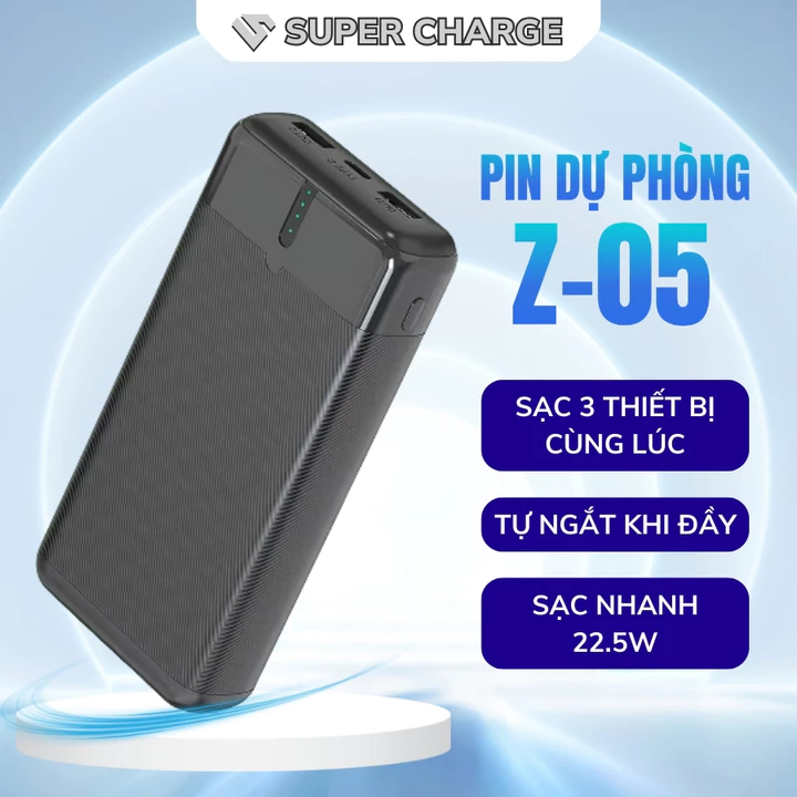 Sạc Dự Phòng 10000 20000mAh Z5 công nghệ sạc nhanh 22.5W dung lượng lớn đa cổng, Pin sạc dự phòng báo sạc nhanh