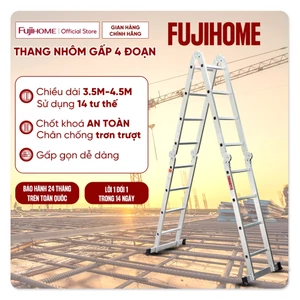 Thang nhôm gấp 4 đoạn 3.4M - 4.5M- 4.7M đa năng FUJIHOME nhập khẩu chính hãng