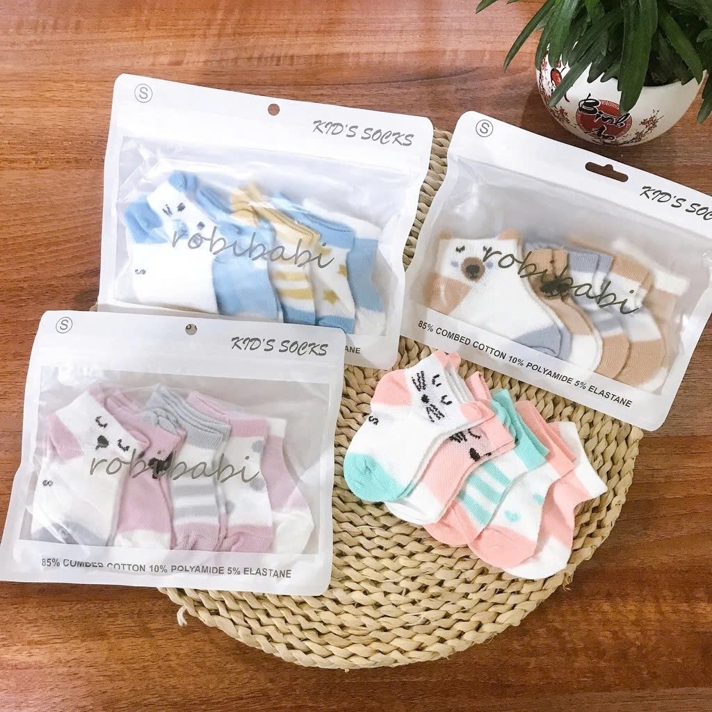 Set 5 Đôi Tất Lưới cho bé, Tất thông hơi co giãn mềm bé trai bé gái từ 0 tới 3 tuổi